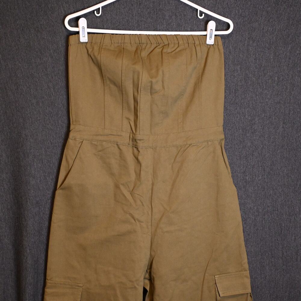 NEW Audrey Parks Women's M Tan Utility Cargo Jumpsuit Strapless NWT